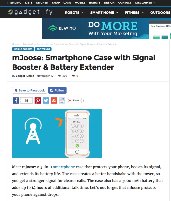 mJoose Featured in Gadgetify